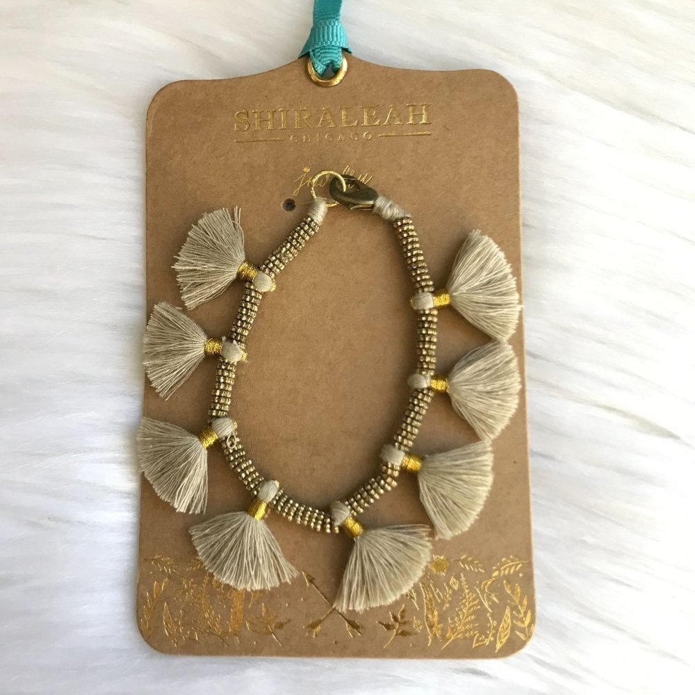 Shiraleah Beige Tassel Beaded Bracelet